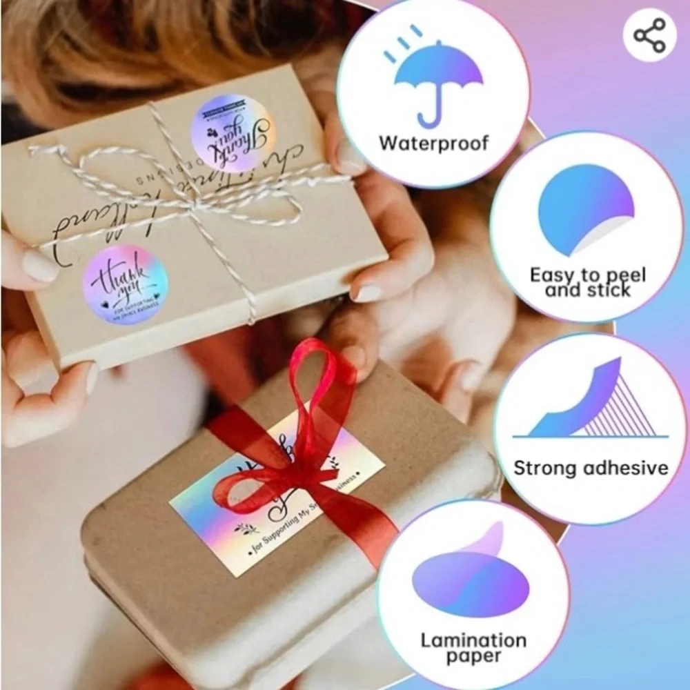 50 Count - Silver Holographic Thank You Stickers Starter Pack, 1.5 in